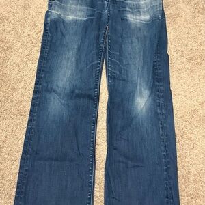 7 For All Mankind Men’s Blue Faded Straight-Leg Jeans